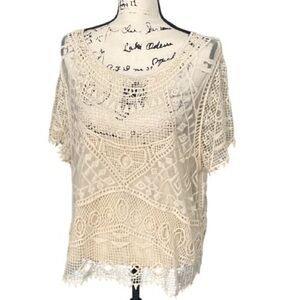 Dex Plus Sz 2X Romantic Lace Top Ivory Cami Delicate Fairycore Festival Chic
